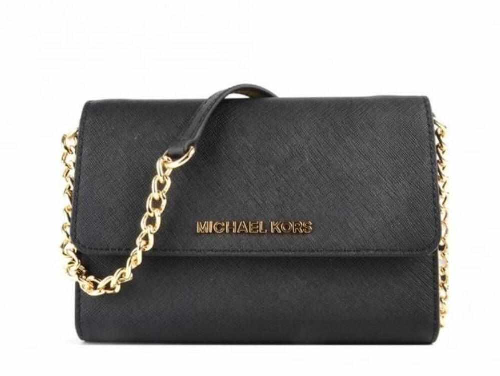 MICHAEL KORS Jet Set Black Saffiano Leather Crossbody